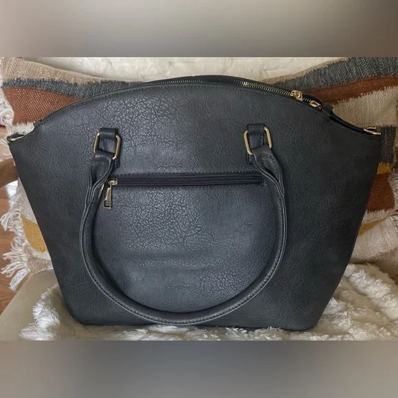 Kate Spade New York Quilted Leather Satchel Gray Large Top Handle Bag Gold HW - Picture 3 of 11